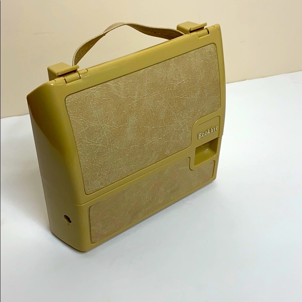 Vintage British Booklite | Tan Leather Handled Case | Reading Travel | Nighttime